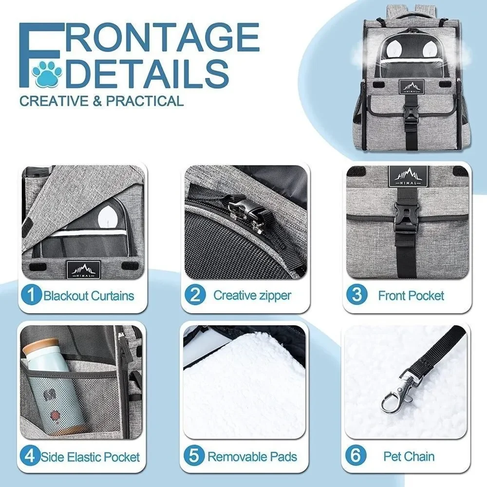 Ventilated Design Breathable, Pet Carrier Backpack for Dogs, Cats, with Pet Bow